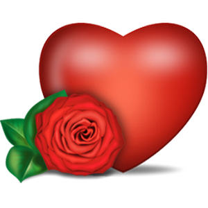 Heart and rose PNG image, free download