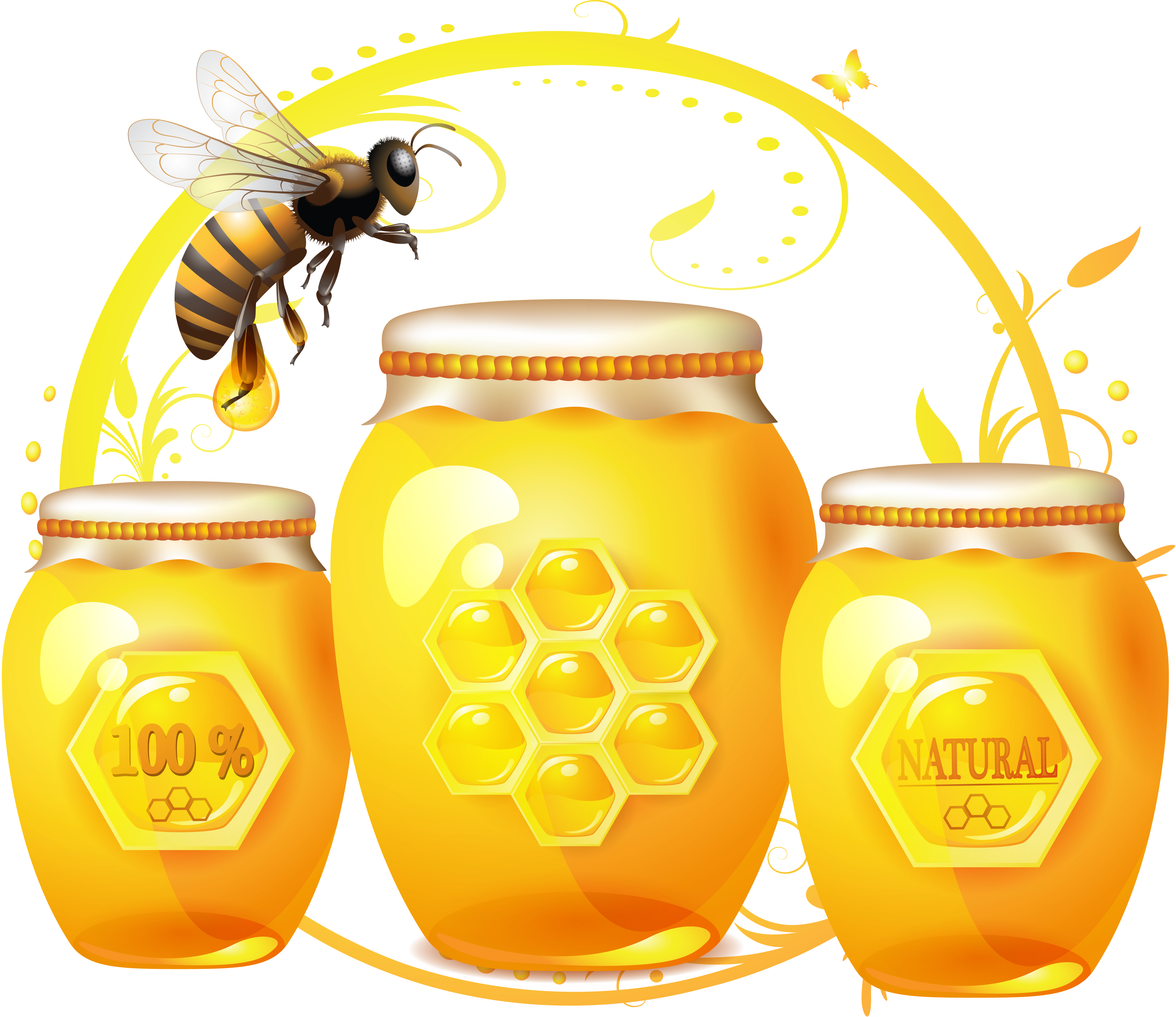Магазин продуктов пчеловодства. Мёд натуральный. Пчелы и мед. Мед на белом фоне. Мед иллюстрация.