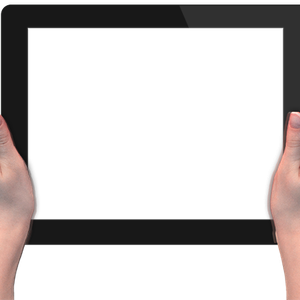 Tablet transparent in hands PNG image
