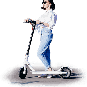 Girl on electric scooter PNG